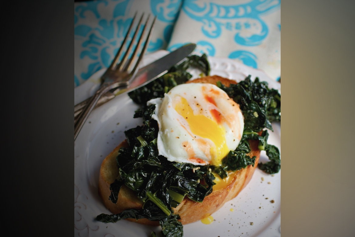 Braised kale with poached egg recipes