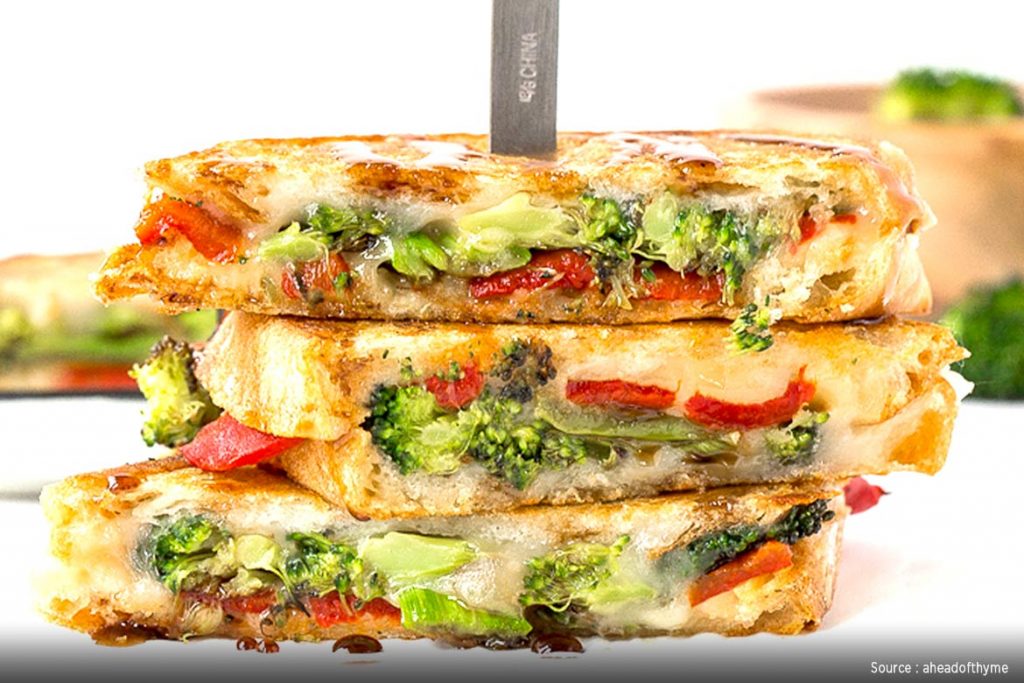 Grilled Cheese Sandwich With Roasted Broccoli