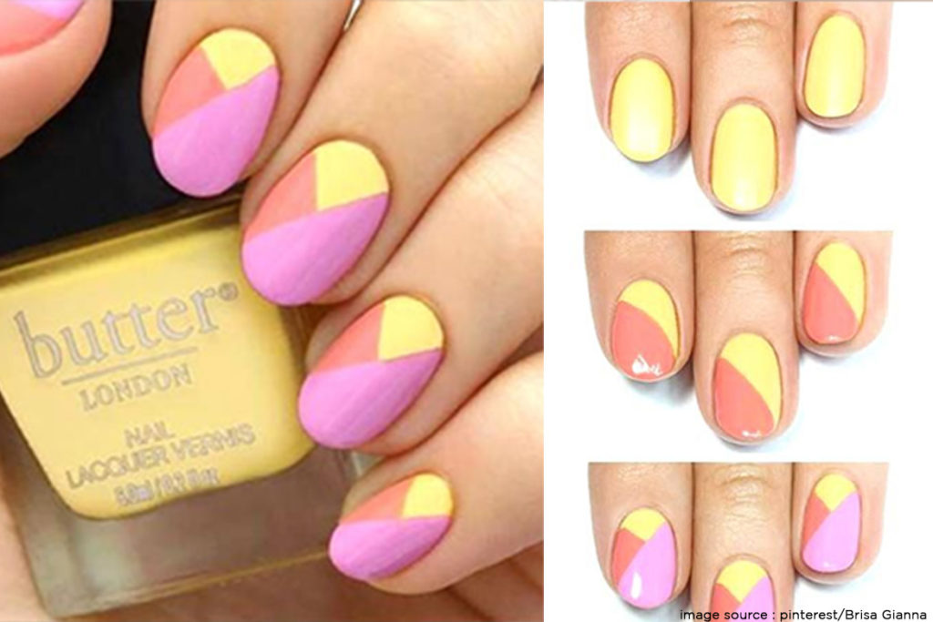 Diagon Alley Pink and Yellow Nail Art