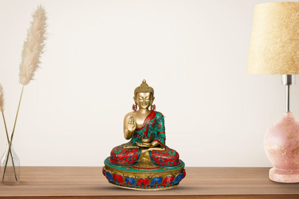 A statue of Lord Buddha signifies harmony prosperity and peace