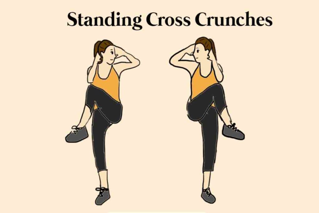 Standing cross crunches
